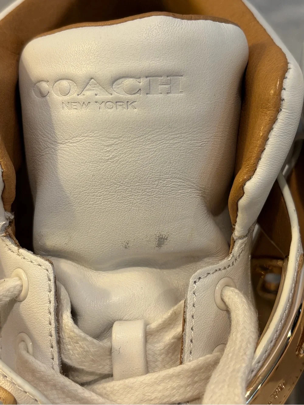 Coach Women's Richmond Leather High-Top Sneakers with Gold Hardware